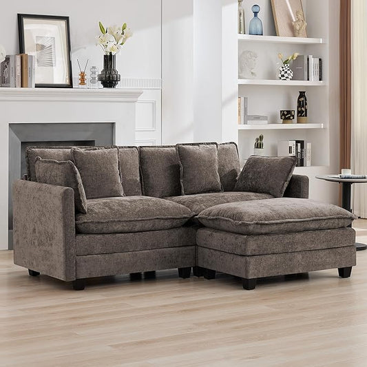 76'' Cloud Deep Seat Loveseat Sofa, Upholstered Chenille Modular 2-Seats by WUTUTUEE