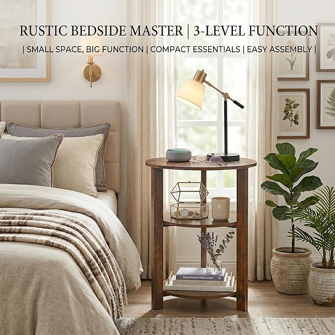 Farmhouse 3-Tier Round Side Table, 17.7*21.7inch End Table - Image 5