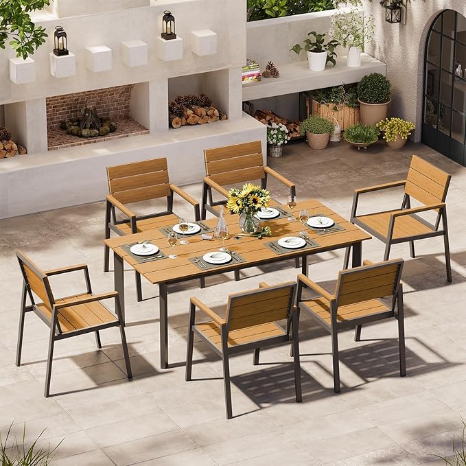 Outdoor Patio Dining Chairs Set of 2, 350LBS Capacity Aluminum Patio Dining - Image 6