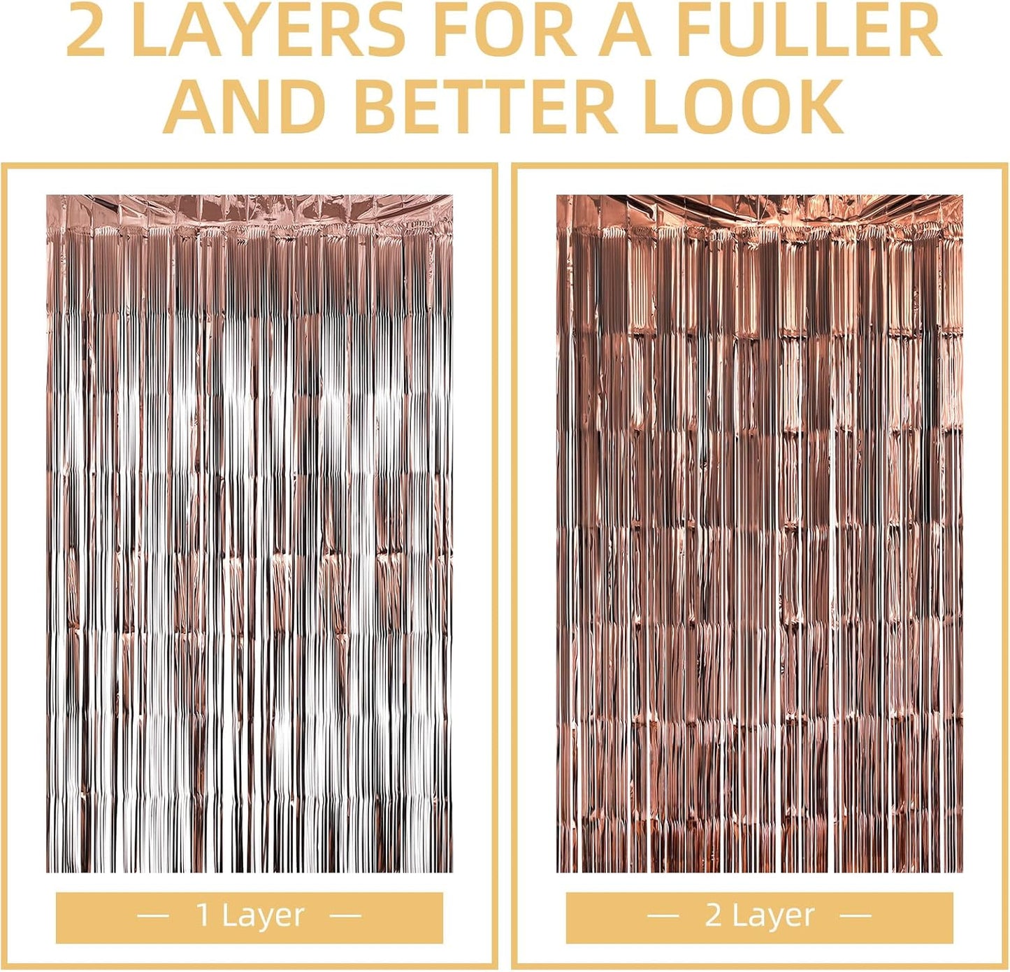 10 Pack Brown Backdrop Curtain 3.2ft x 8.2ft Metallic Tinsel Foil Fringe Curtains Photo Booth Background for Birthday Party Decoration Baby Shower Engagement Wedding Christmas Decoration (Brown)