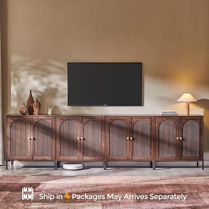 IFBUY Modern Sideboard Buffet Cabinet, 123.5" W Fluted Arched Buffet Cabinet - Image 8