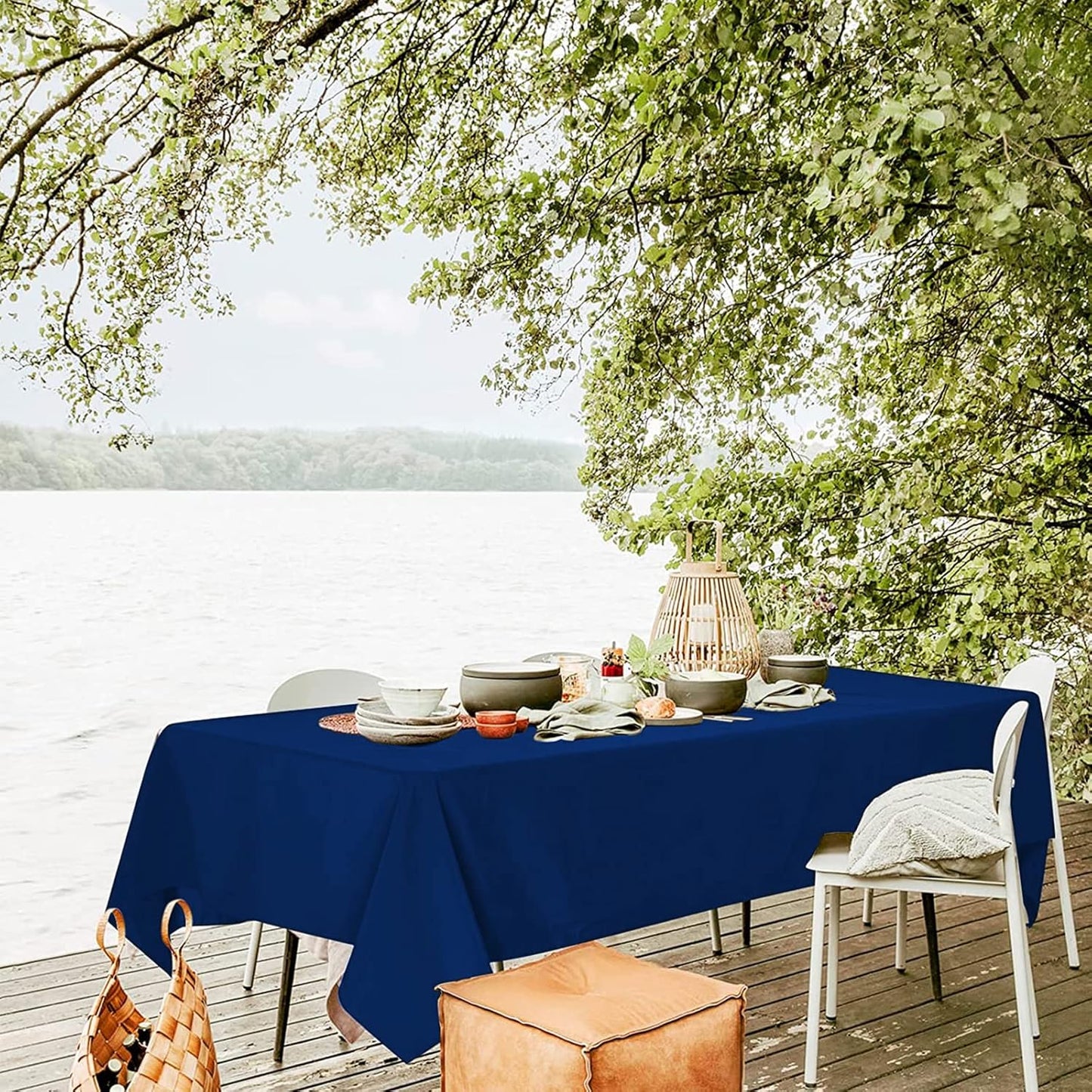 6 Pack Navy Blue Tablecloths for 6ft Rectangle Tables 60 x 102 Inch - Polyester Table Cover Stain and Wrinkle Resistant Washable Fabric Table Clothes for Wedding Party Banquet Reception Restaurant