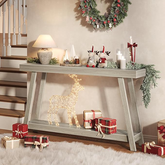 Huuger Console Table with Charging Station, USB-C Port, 2 Tiers Entryway Table - Image 6
