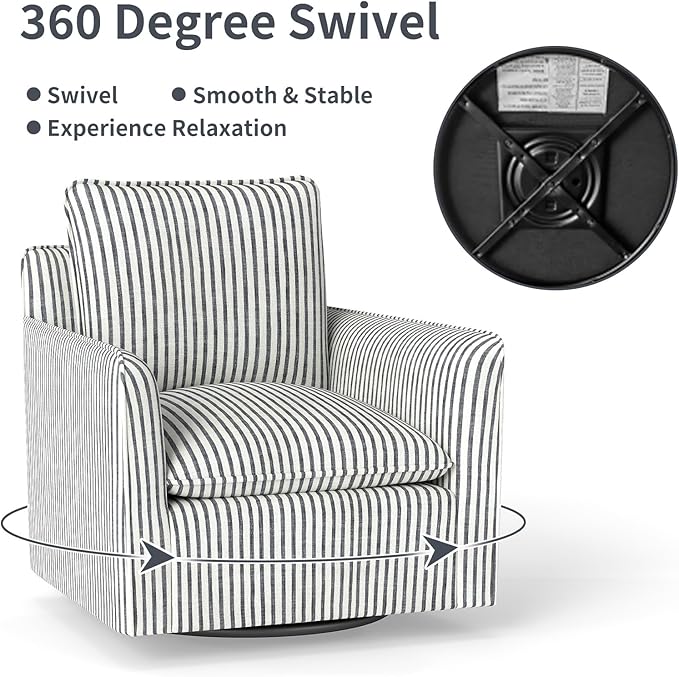 INZOY Swivel Accent Chair Set of 2, Upholstered Square Chair, Swivel Barrel - Image 5