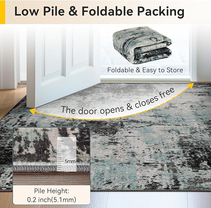 RELEANY Washable Area Rugs 9'x12' Non-Slip Modern Abstract Soft - Image 6