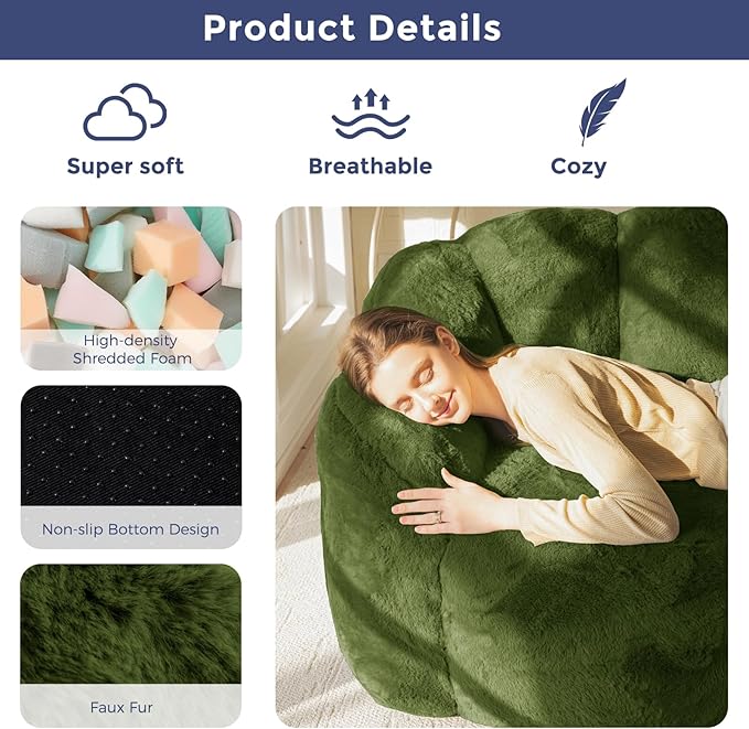 MAXYOYO Bean Bag Chair for Adults, Loveseat Floral Shaped Bean Bag Sofa - Image 7