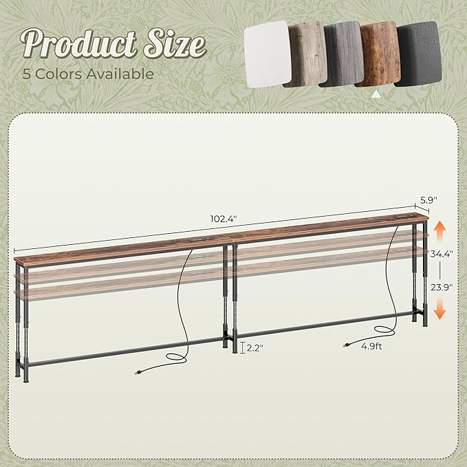 Huuger 102.4 Inch Sofa Table - Image 3