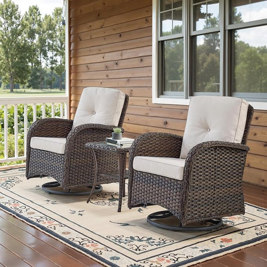 Belord Patio Wicker Chairs Swivel Rocker by Belord