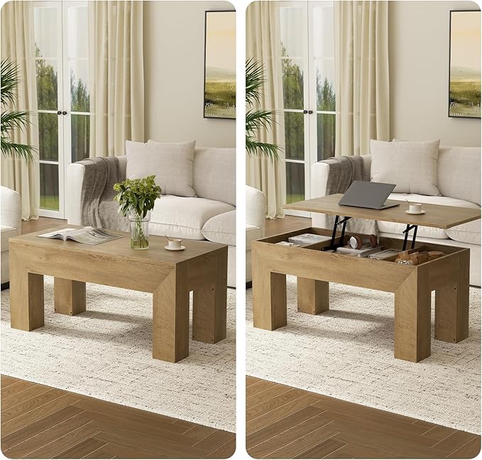 FABATO 41.7'' Lift Top Coffee Table, Wooden Rectangle Coffee Table - Image 5