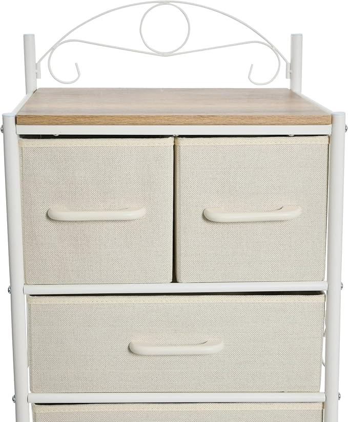 Household Essentials Coastal Oak and Iron 8-Drawer Dresser Tower - Image 6