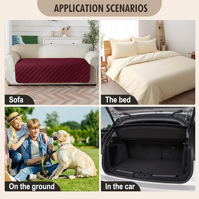 Genina Waterproof Couch Cover, Washable Anti-Slip 51 inch Loveseat Sofa Covers - Image 6