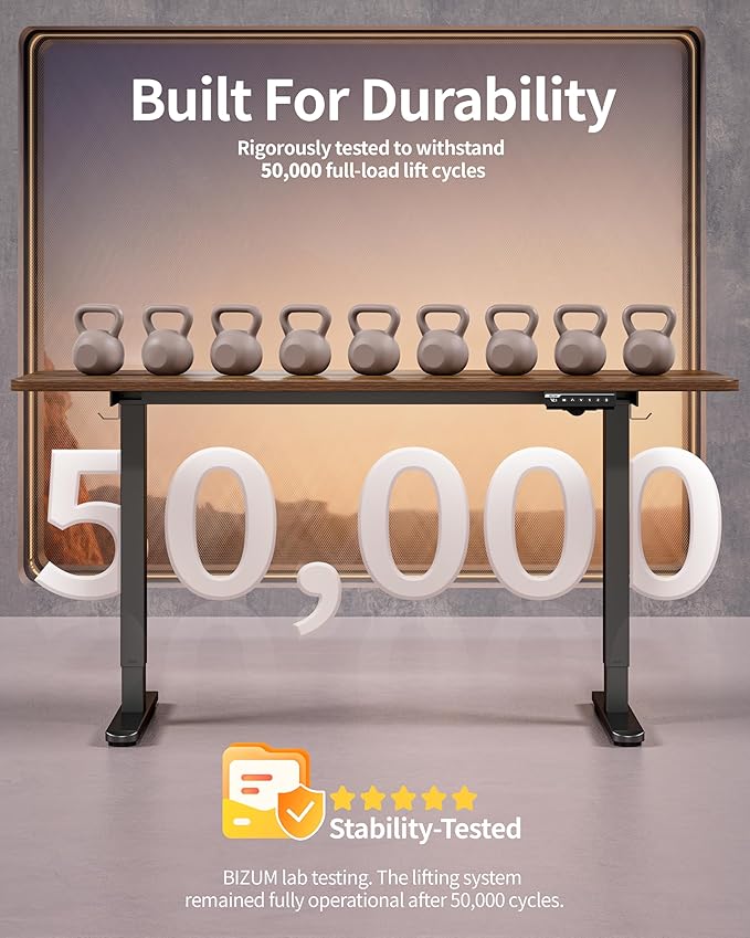 BIZUM Electric Standing Desk 60 x 24 Inch Computer Desk-Gaming Desk Dark Walnut - Image 8