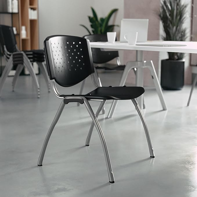 Flash Furniture HERCULES Series 880 lb. Capacity Black Plastic Stack Chair - Image 2