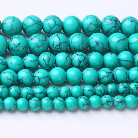 Naturalturquoise Stone Beads Gemstone Round Crystal Energy Jade Beads Stone Beads for Jewelry Making DIY Bracelet Necklace Jewelry Making 1 Strand 15.5inch 60PCS 6MM