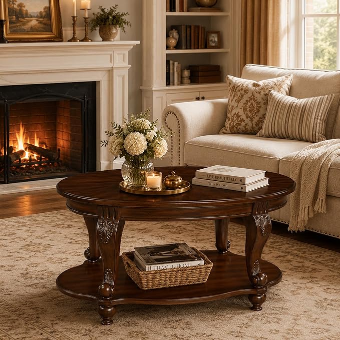 LKTART 42" Vintage Oval Coffee Table - Image 2
