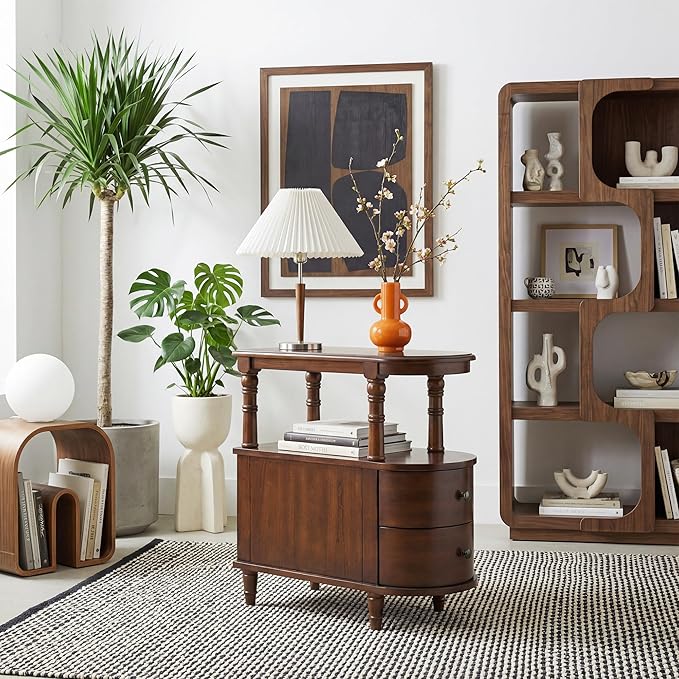Narrow End Table with 2 Storage Drawers, Retro Vintage Sofa Beside Table - Image 3