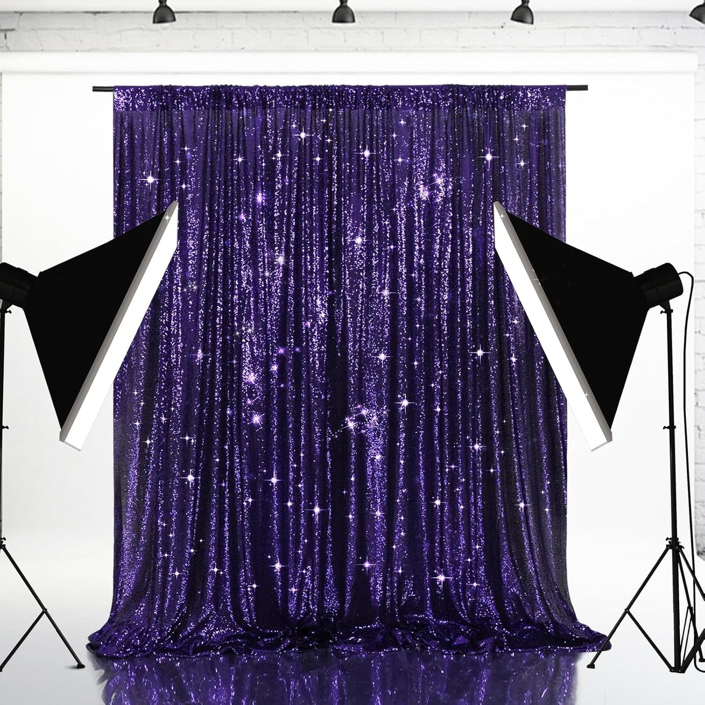 Eternal Beauty Purple Sequin Backdrop, 8x10 Ft Halloween Glitter Background Curtains for Shimmer Photography Party Wedding Birthday Back Drop Decor