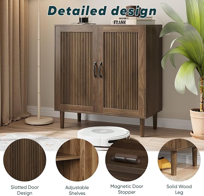 Kiasthome Buffet Cabinet with Wavy Fluted Doors, Sideboard Storage Cabinet with - Image 5