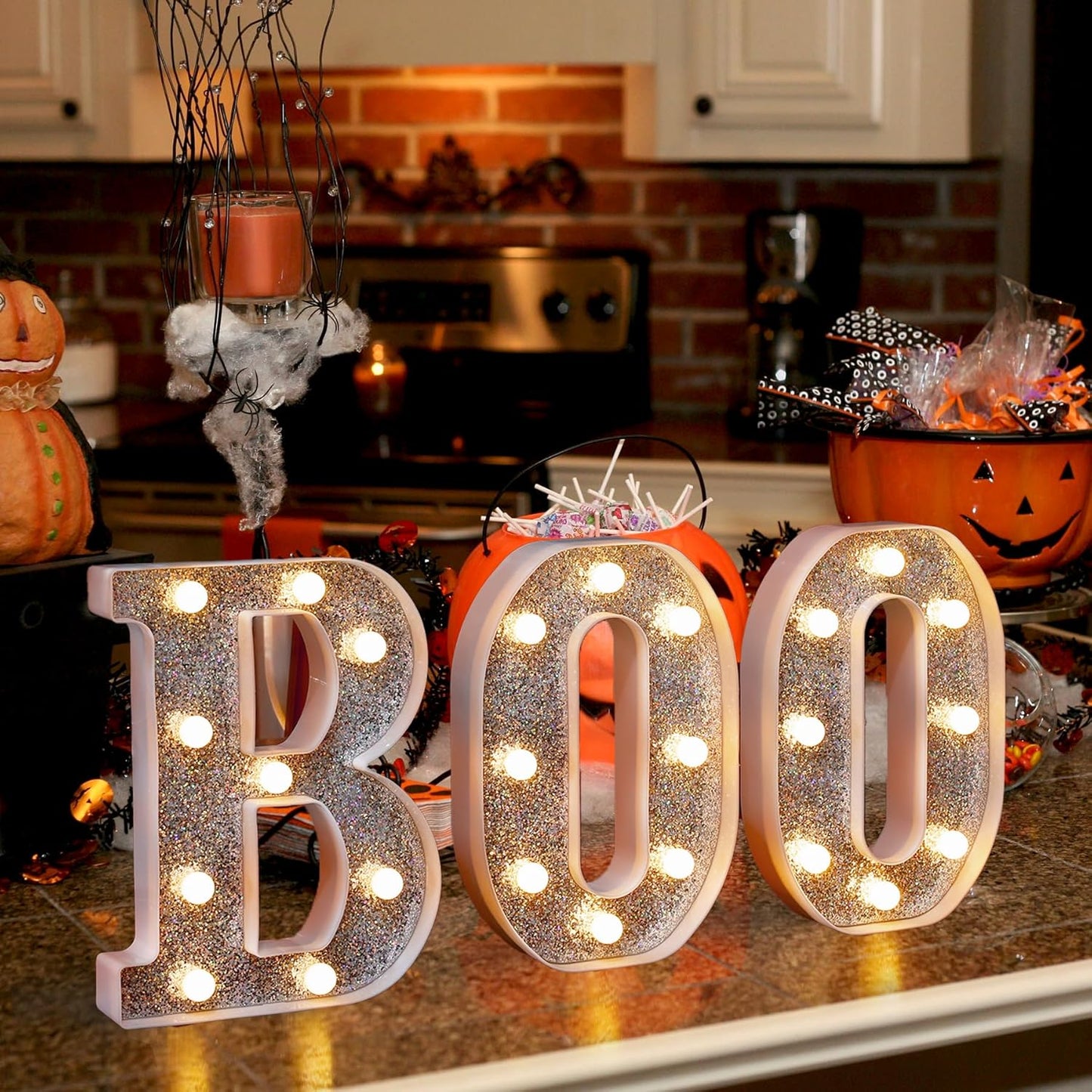 Marquee Light Up Letters, Glitter Silver LED Letter Lights Battery Powered Alphabet Letter Sign for Night Light Wedding Birthday Party Cafe Bar Decoration Girls Room Decor - N