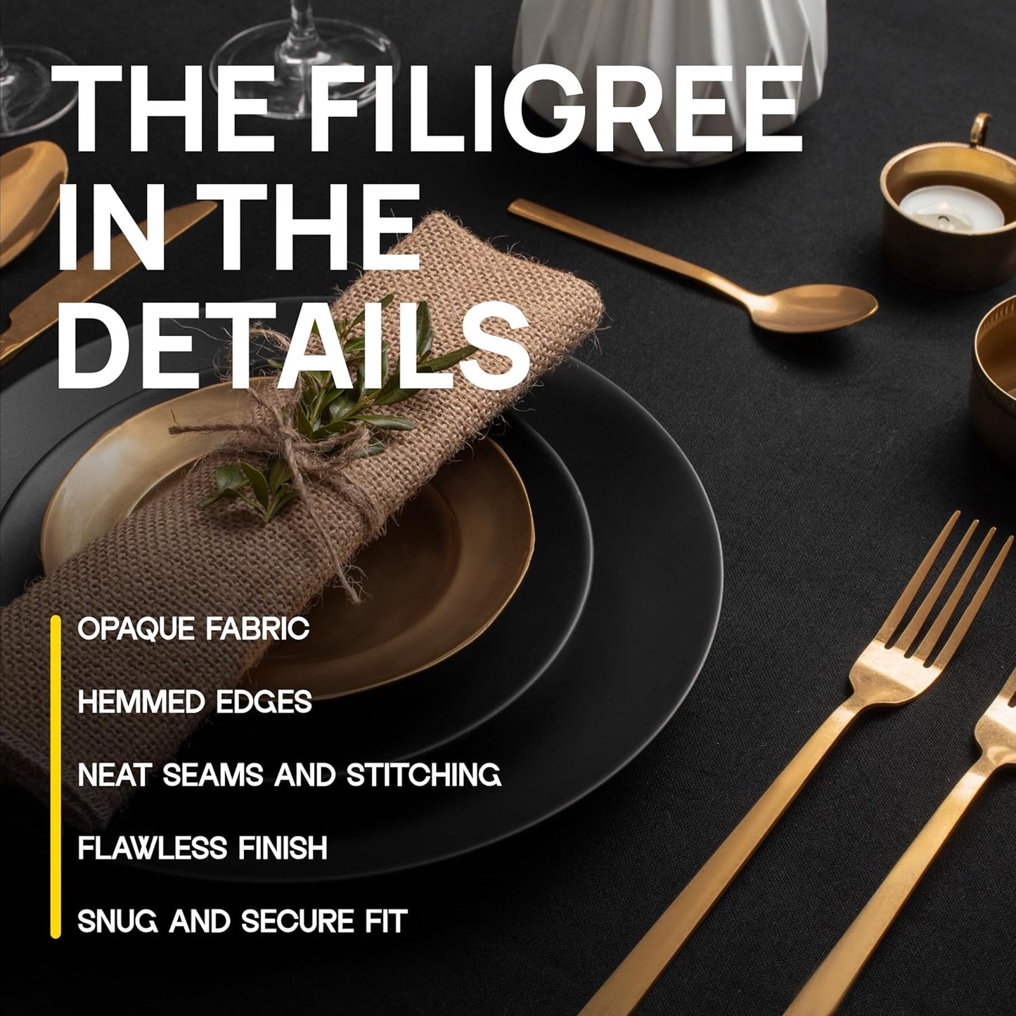 White Classic Stretch Spandex Table Covers 8FT, Pack of 2 Fitted Tablecloths for Rectangle Tables, Stretchy Wrinkle Resistant Folding Table Cover, Black