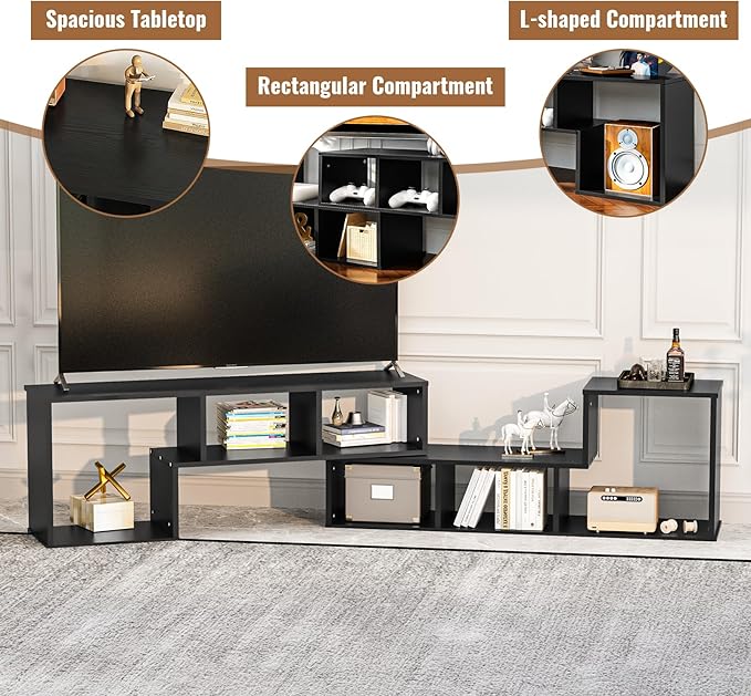 Recaceik Cube Bookshelf 2 Shelf Bookcase L-Shaped TV Console Stand Modern - Image 7
