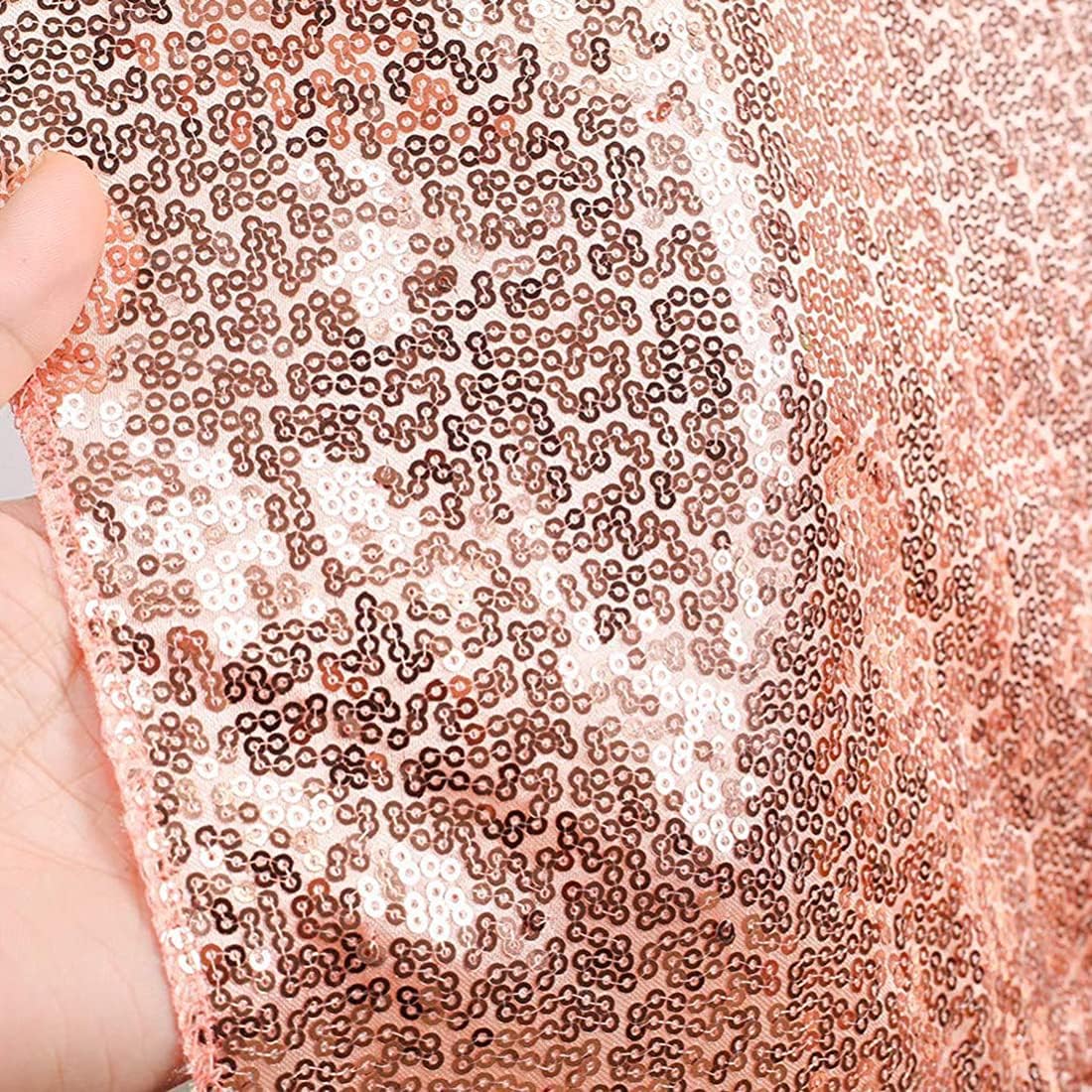 Poise3EHome 8Ft x 8Ft Rose Gold Sequin Backdrop, Glitter Thick Satin Background Drapes, Sparkly Opaque Photography Curtain, Sequence Xmas Thanksgiving Backdrop for Wedding Party Festival Decor
