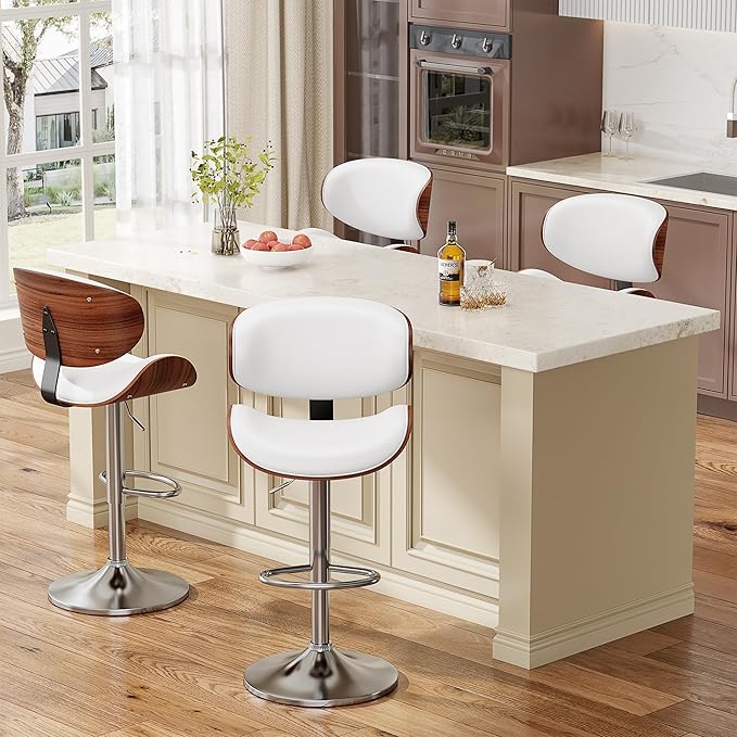 YaFiti Bar Stools Set of 2, Bentwood Adjustable Height Swivel Bar Stools - Image 9