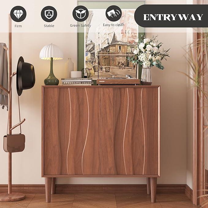 Easyego 63″ Mid Century Modern Sideboard Buffet Cabinet, Walnut Wood Accent - Image 5