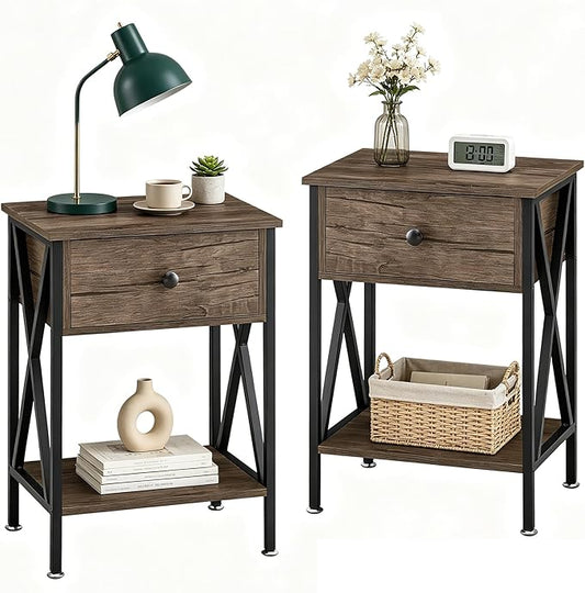 VECELO Nightstands Set of 2, Modern Bedside End Tables, Night Stands by VECELO