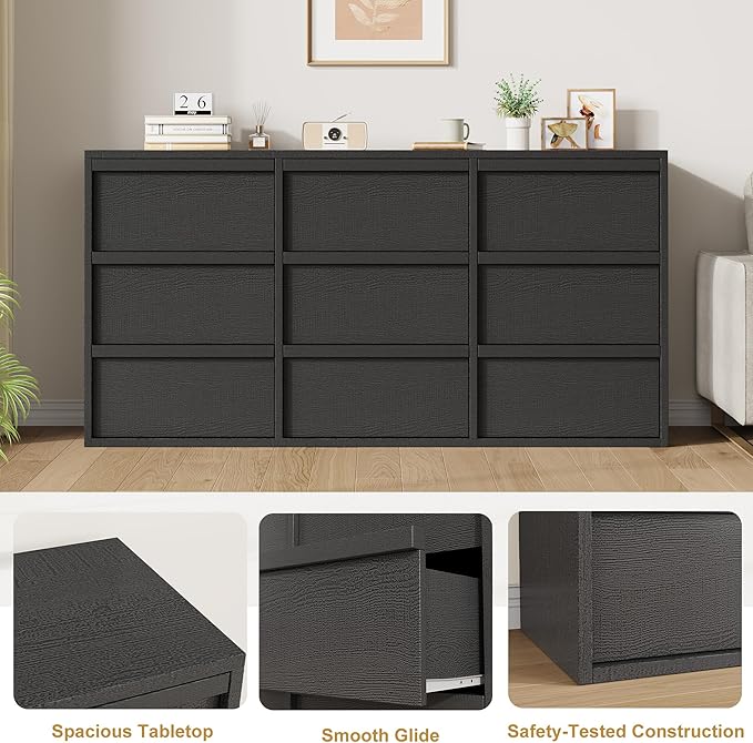 Garvee 9 Dresser for Bedroom, 58.7" Wide Dresser, Freestanding Horizontal Drawer - Image 7