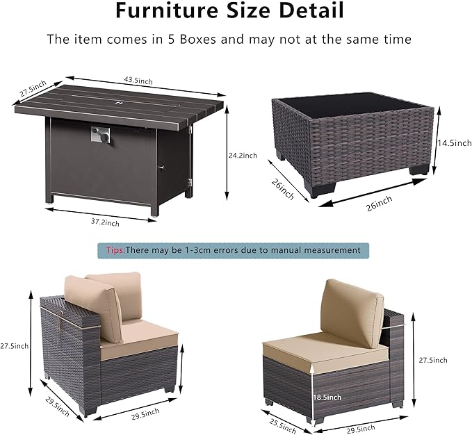 Outdoor Terrace Furniture Set, 8 Piece Outdoor Furniture Set, - Image 2
