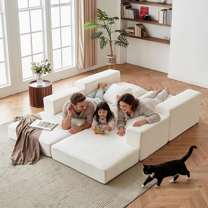 Modular Sectional Loveaeat Cloud Sofa, Boneless Couch - Image 5