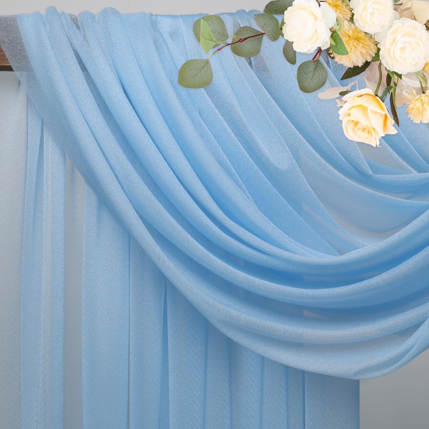 Wokceer Wedding Arch Draping Fabric 6 Panels 28.7" x 20FT Dusty Blue Drapes Sheer Fabric Backdrop Arch Draping Fabric for Wedding Ceremony Birthday Party Bridal Shower Decoration