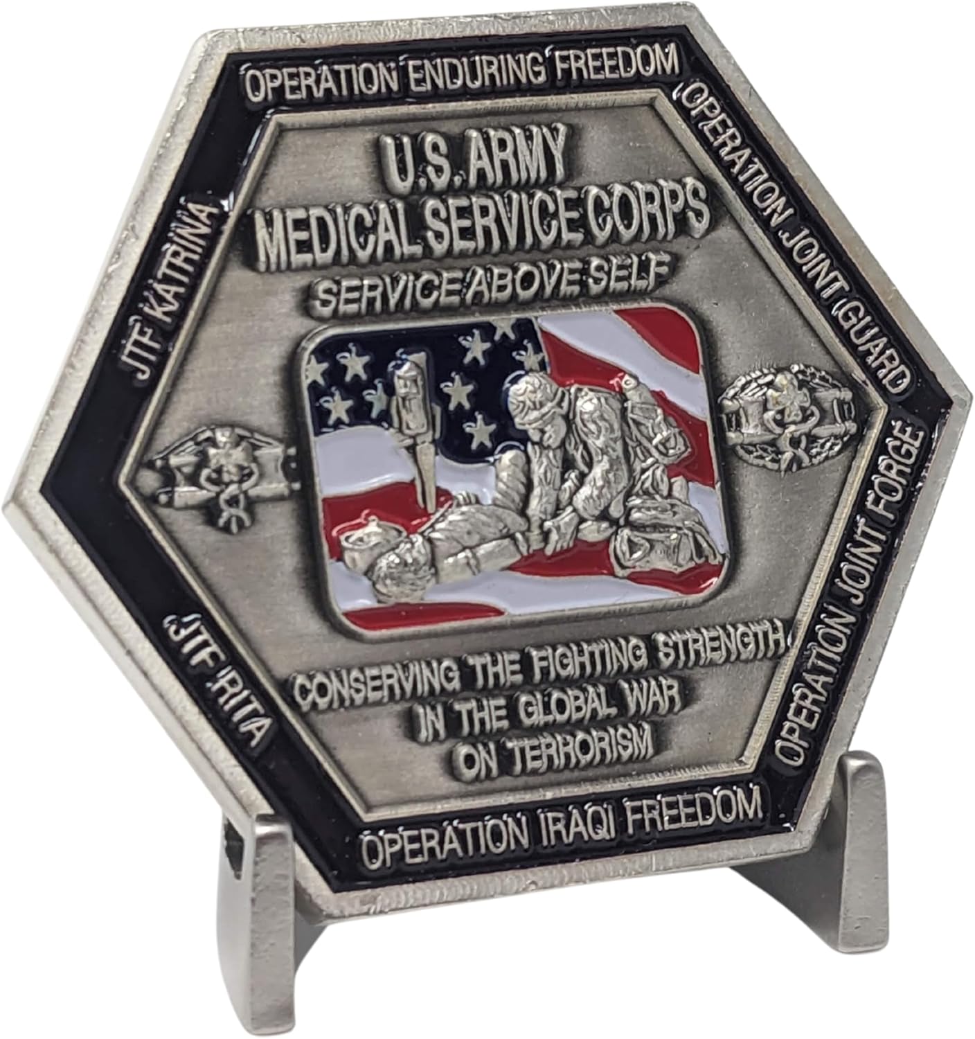 Military Challenge Coin Display Stand - Solid Metal with Anodized Finish - US Vet. Business (Black) (Nickle Five-Pack)
