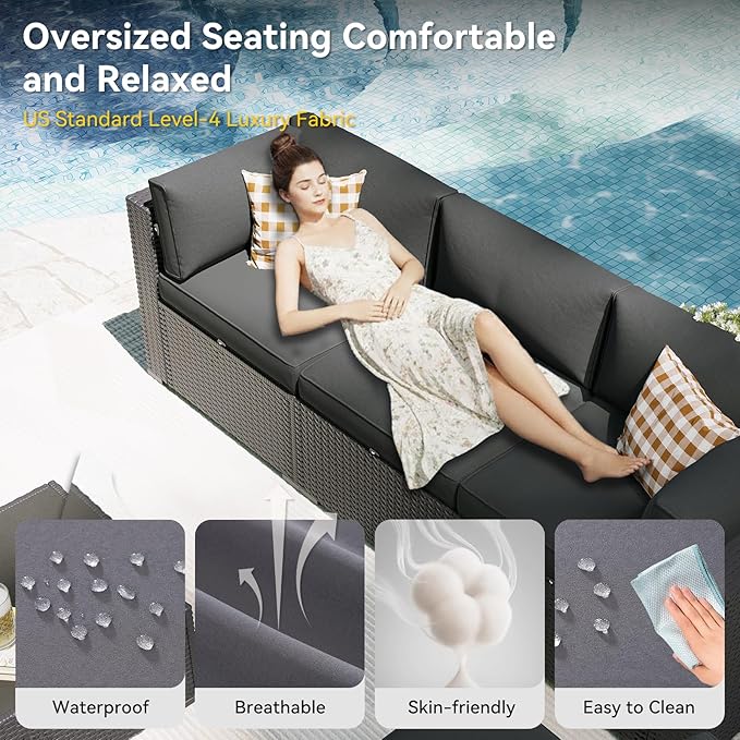 Aoxun 7 Piece Patio Furniture Set, Outdoor Sectional Sofas - Image 3
