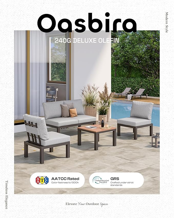 Aluminum Modular Outdoor Patio Furniture Set, 8 Seats Sectional Sofa Set - Image 7