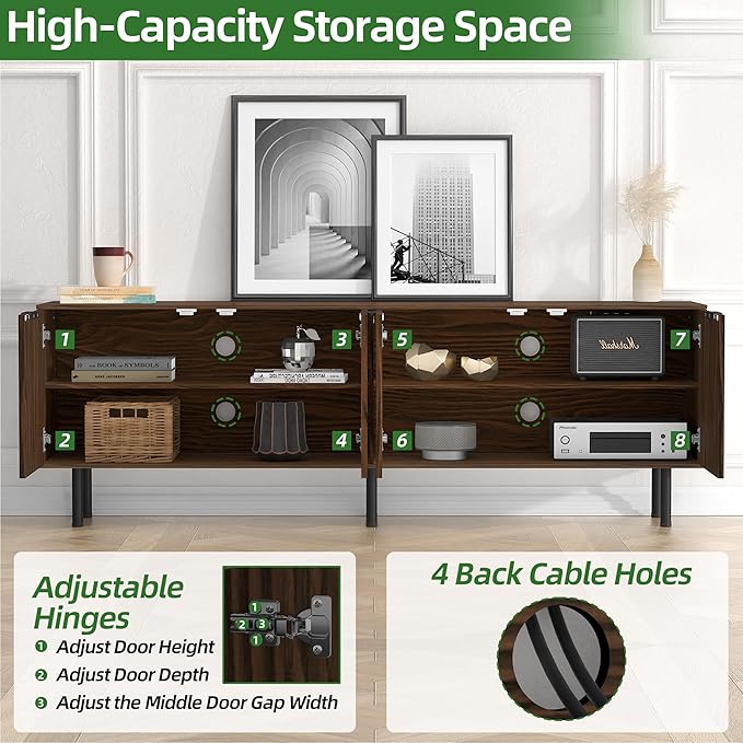 TV Stand for 80 Inch TV, Fluted Entertainment Center - Image 7