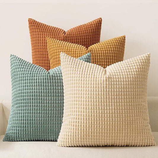 MIULEE Boho Farmhouse Decorative Pillow Covers 20x20 Inch Set of 4 Rustic by MIULEE