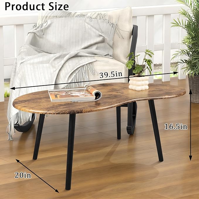Small Coffee Table Cloud Shape Coffee Table Industrial Wooden Irregular Center - Image 3
