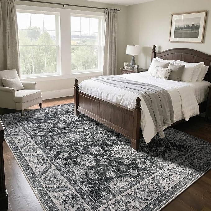 Area Rug for Living Room, 8x10 Area Rugs Washable, Retro Floral Non-Slip Carpet - Image 6