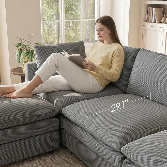 97" Cloud Couches for Living Room, 29.1" Deep Seat Modular Sectional Sofa - Image 4