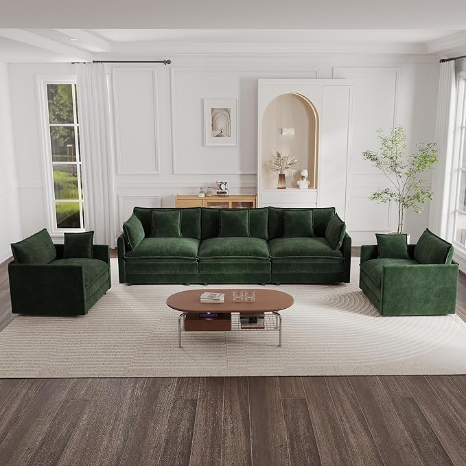 mikibama Luxury 3 Piece Sofa Set, 2 Pieces of Single Sofa and 1 Piece of 3 by Mikibama