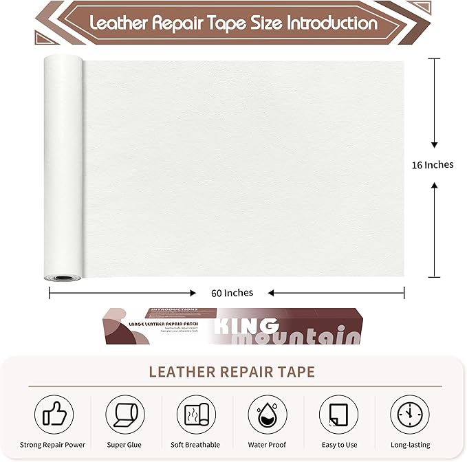 KING MOUNTAIN Leather Repair Patch, 16 x 60 Inches self Adhesive Leather Repair - Image 4