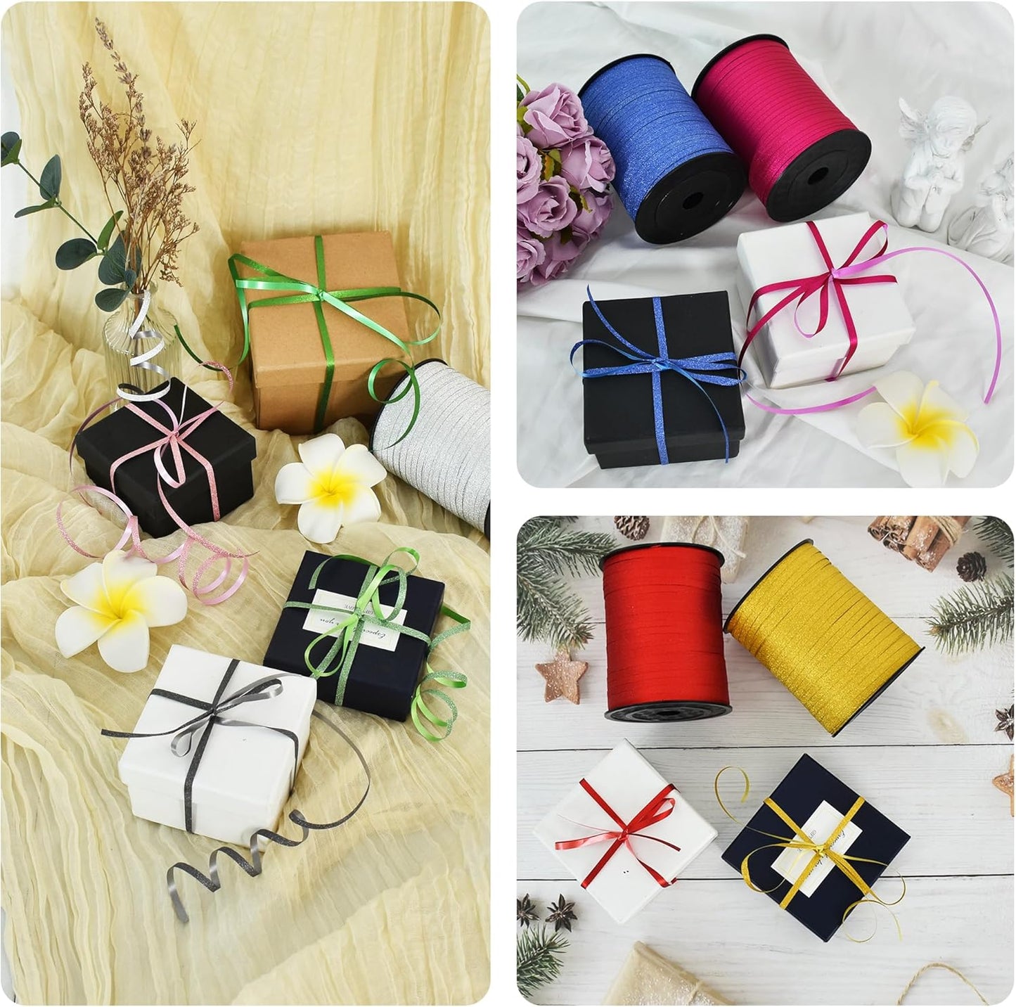 BEISHIDA 500 Yards Black Glitter Ribbon Curling Crimped, Glitter Ribbon Balloon String Shiny for Gift Wrapping Ribbon for Birthday Party Festival Art Craft Decor Florist Flowers Decoration