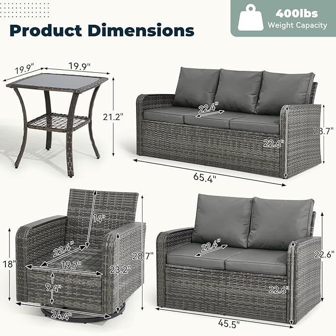 6 Pieces Patio Furniture Sets - Image 2