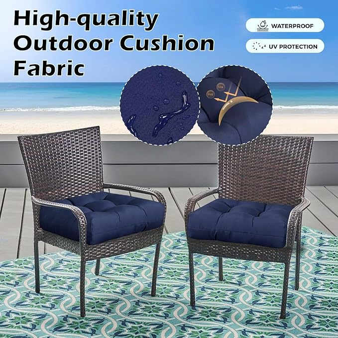 Set of 2 Outdoor Indoor Rocking Chair Cushion Square Wicker Seat Cushion - Image 3