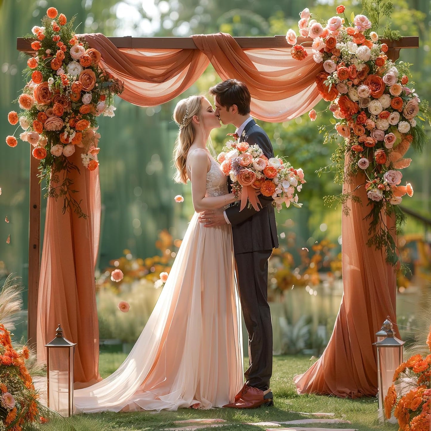 Terracotta Wedding Arch Draping Fabric 1 Panel 30'' x 20FT Terracotta Drapes Sheer Fabric Backdrop Arch Draping Fabrics for Wedding Ceremony Birthday Party Bridal Shower Decoration