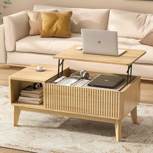 LYNCOHOME Fluted Lift Top Coffee Table by LYNCOHOME