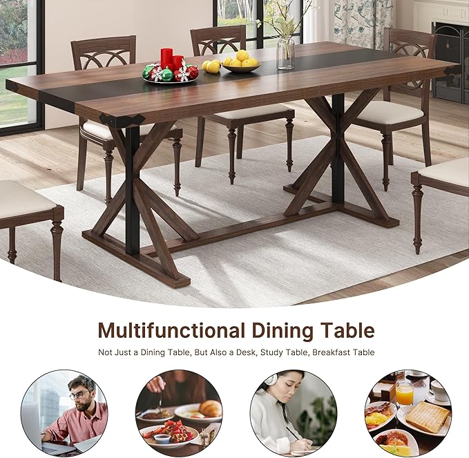 Hlivelood 71 Inch Dining Table for 6 People, Rectangular Kitchen Farmhouse - Image 8