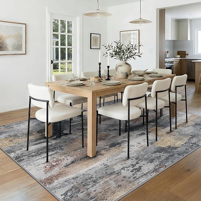 RELEANY Washable Area Rugs 6'x9' Non-Slip Modern Abstract Soft - Image 2